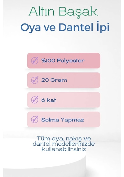 Hubrendy Tedarik 3 Adet Altınbaşak Oya Ve Dantel İpi 20 Gr - Royaleks - No: 080