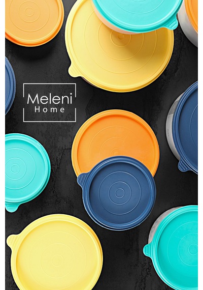 Meleni Home Organizer Düzenleyici Erzak Kabı Yuvarlak Gıda Saklama Kabı Seti Çok Renkli 6 x 1200 ML Çok Renkli