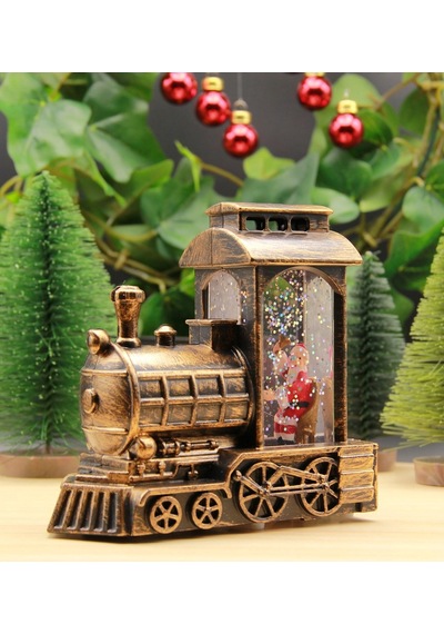 Yılbaşı Kar Küresi Noel Işıklı Dekoratif Noel Baba Treni 1