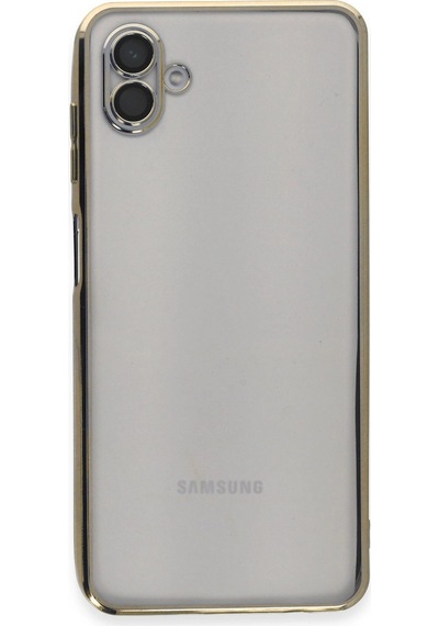 Samsung Uyumlu Galaxy A04 Kılıf Kamera Korumalı Lensli Silikon Altın