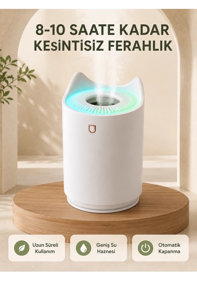 Mey İthalat Ultrasonik Hava Nemlendirme Cihazı 7 Renk Led Aromaterapi Difüzör