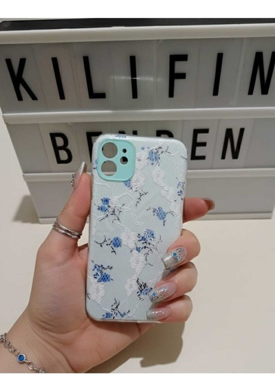 Apple Uyumlu iPhone 11 Dantel Desen Kılıf Modeli Turkuaz
