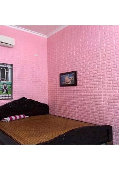 Pembe Yapışkanlı Duvar Kağıdı 3D Dekoratif Duvar Paneli Nw03
