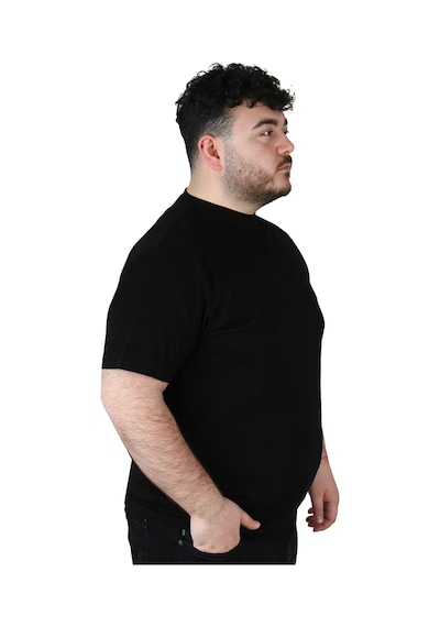 Ekis Collection Büyük Beden Sıfır Yaka Siyah T-Shirt Siyah