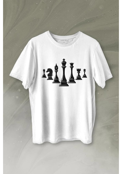Satranç Zeka Strateji Oyunu Santranç Baskılı Tişört Unisex T-shirt 001
