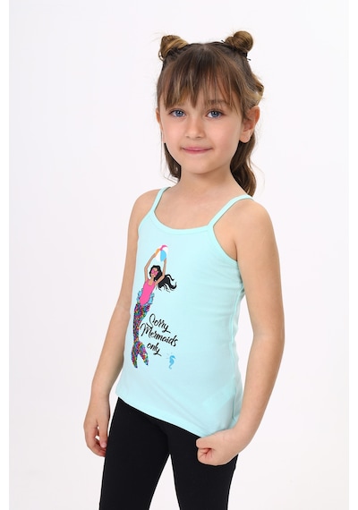 Toontoy Kids Toontoy Kız Çocuk Deniz Kızı Baskılı Pul İşlemeli Atlet Mint Yeşili