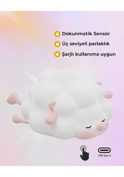 Silikon Koyun Gece Lambası Sarı Işık