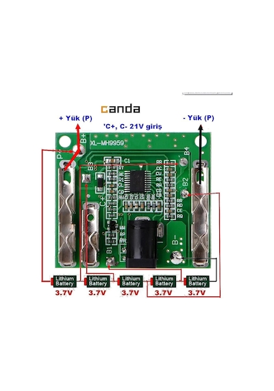 5S 20A Bms 18/21V 18650 Li-İon Lityum Pil Şarj Koruma Devresi