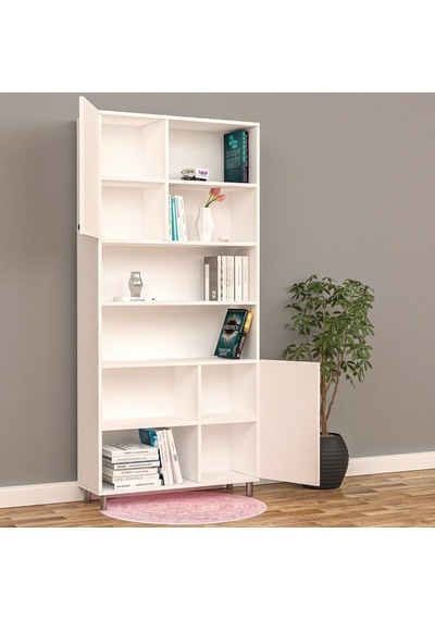 Cevher Dolaplı Kitaplık Mdf Beyaz Cevher Dolaplı Kitaplık Mdf Beyaz