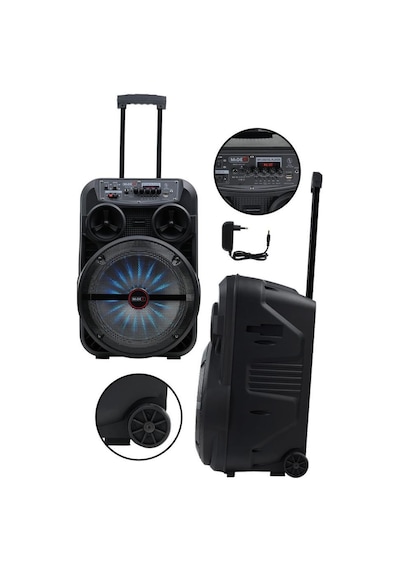 Midex Mxr-280 Taşınabilir Mikrofonlu Işıklı Akülü Ses Sistemi Hoparlör 12 İnç 280 Watt
