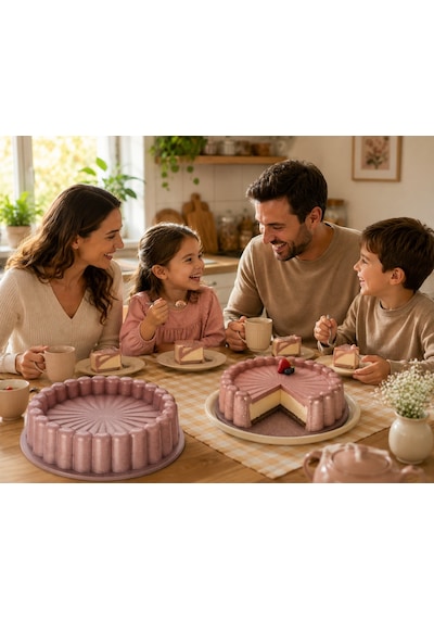 Oms Collection - Biogranit Döküm 26 Cm Chese Cake Tart Kek Kalıbı 3296 - Rose Pink Pembe - Altın