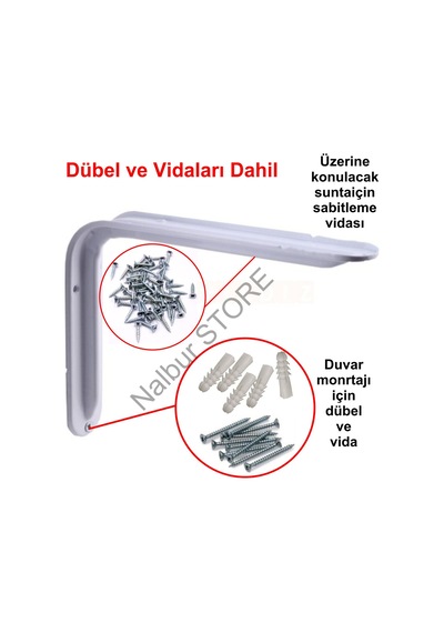 Raf Altı Lüks Beyaz Fırın Boyalı-10X12-Vida Dübel Dahil-Sağlam-Da