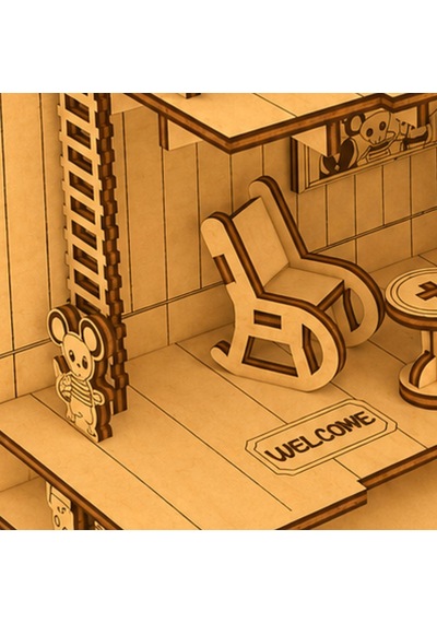 Mouse House Diorama Book Nook Ahşap Maket Seti Dıy Miniatür Fare Evi Peri Led'li Kitaplık Dekoru