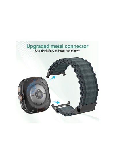 Caseonn Samsung Uyumlu Galaxy Watch Ultra 2 Kordon Titanyum Tokalı Alpin Kumaş Kayış Beyaz