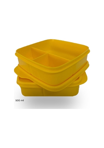 Bölmeli Beslenme Kutusu 2'li Set 500 Ml Sarı