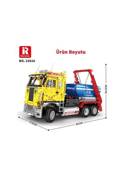 Reobrix Technic 22016 Çöp Yükleme Kamyonu Ship Loading Truck Kumanda&motor Yaratıcı Yapı Blok Seti Building Blocks - 1918 Parça