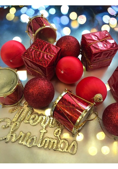 Yeni Yıl Yılbaşı Noel Çam Ağacı Süsü Lüx 13 Parça Orta Boy