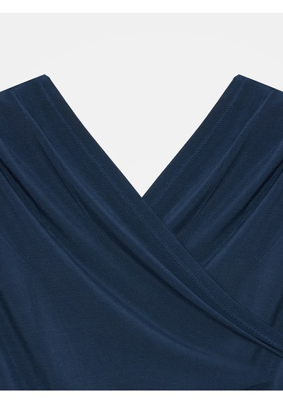 Dilvin 32659 Drapeli Kısa Kollu Top-lacivert Lacivert
