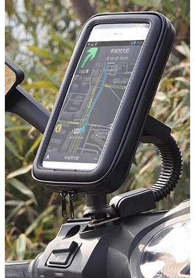 Bisiklet Ve Motosiklet Için Telefon Tutucu 360 Derece Ayarlanabilir Su Geçirmez Siyah