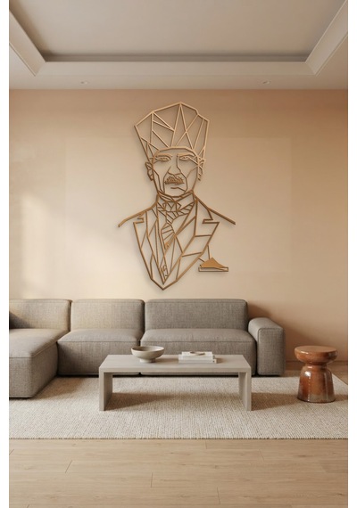 Atatürk Çizgi Metal Duvar Tablosu - Duvar Sanatı - Duvar Dekoru - Bronz