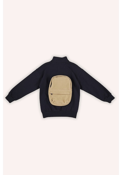 Erkek Çocuk Çanta Detaylı Lacivert Sweatshirt 5652858 2421BK08016