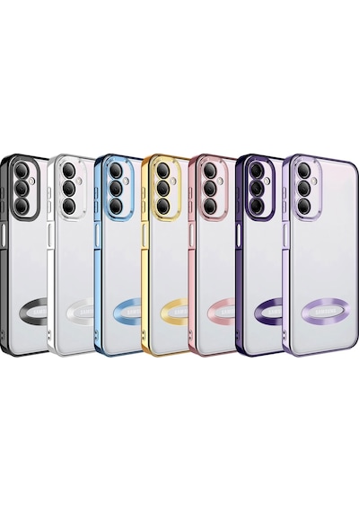 Galaxy Uyumlu M14 Kılıf Kamera Korumalı Logo Gösteren Uzrm Omega Kapak - Gümüş Gümüş
