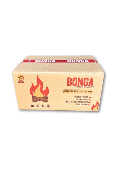 Bonga Briket Şömine Odunu Dumansız Ve Kokusuz Yüksek Alevli - 20 Adet 20 Kg