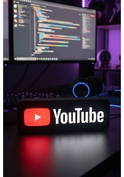 Youtube Logolu Dekoratif Aydınlatma Çok Renkli