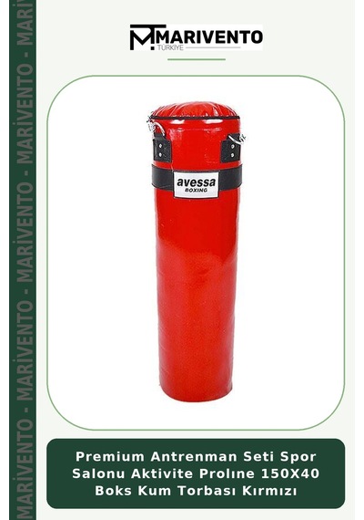 Premium Antrenman Seti Spor Salonu Aktivite Prolıne 150x40 Boks Kum Torbası Kırmızı