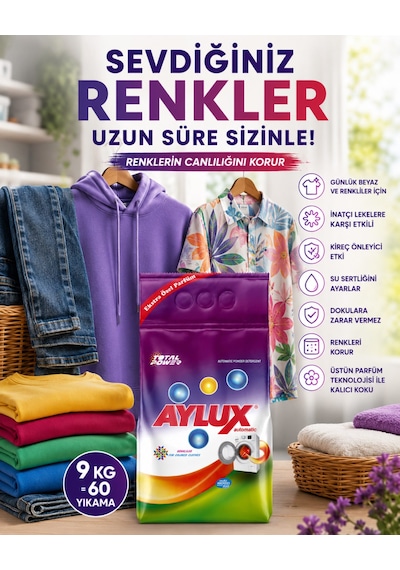 Toz Deterjanı Beyazlar & Renkliler 9 Kg Sık Yıkananlar