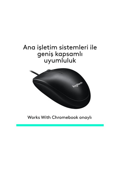 M100 Usb Kablolu Mouse, Pc, Mac, Dizüstü Bilgisayar İle Uyumlu, 1000 Dpı Optik İzleme, Sağ Ve Sol Elle Kullanıma Uygun, Siyah