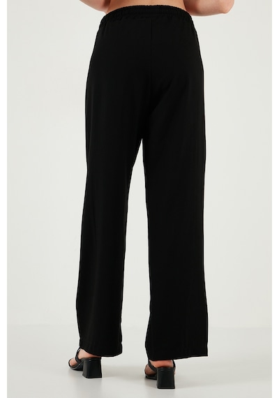 Lela Eşofman Çimalı Regular Fit Normal Bel Geniş Paça Bayan Eşofman Altı 5866260 Siyah