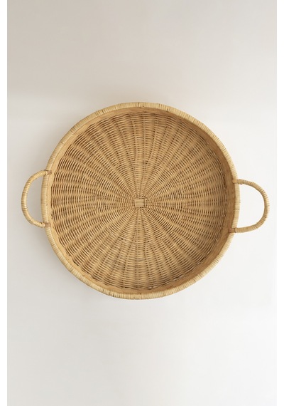 Meander Doğal Rattan Kulplu Tepsi 35x5x10 Cm 4582 L