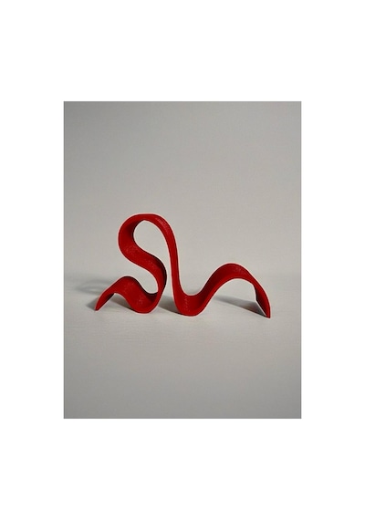 Bii Flow Modern Kıvrımlı Dekoratif Kitap Tutucu Stand Ev Aksesuarları - Kırmızı 23x13 Cm
