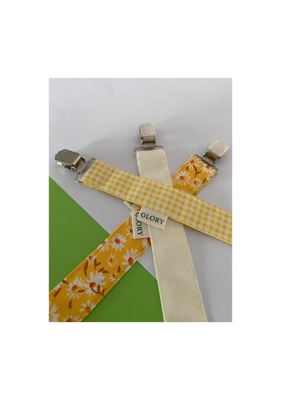 3lü Set Emzik Asksı Çiçek Desenli Ekru Sarı Kareli