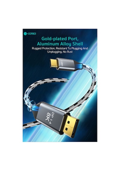 Type-c To Displayport Kablo 8k 60hz 4k 144hz Dp 1.4 Thunderbolt Uyumlu Görüntü Aktarıcı 2 Metre
