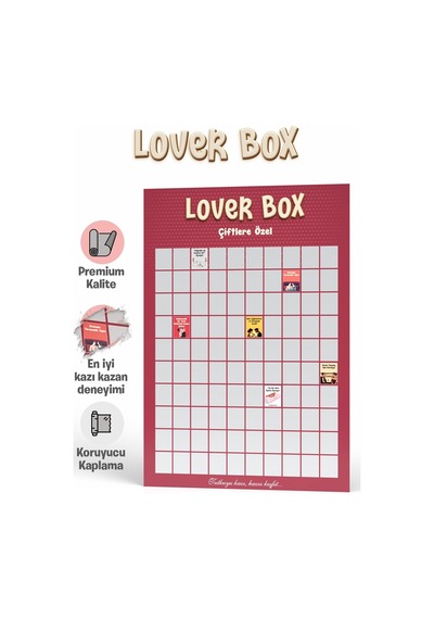 Lover Box Çiftlere Özel Kazı Kazan Poster, 100 Yetişkin Aktivitesi, Premium Kalite, Koruyucu Kaplama
