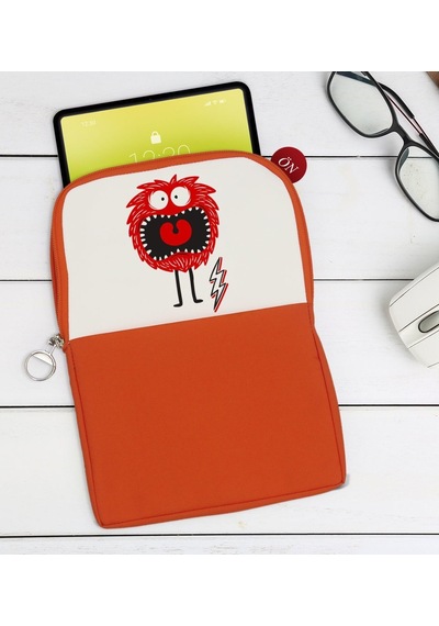 Bk Gift Sevimli Canavar Tasarımlı Taşınabilir Koruyucu Tablet Kılıfı & Organizer Çanta - Turuncu-1