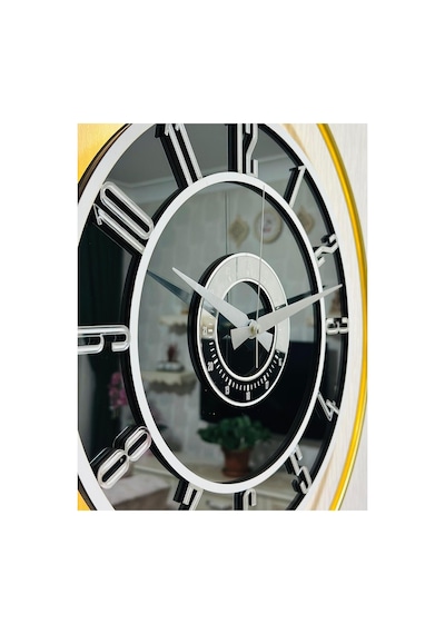 Pey Aksesuar Metal Camlı Duvar Saati 50 X 70 Cm Orta Boy Işıklı Gerçek Cam Duvar Saati Modern Tasarım M51-gold-füme-beyaz-gümüş