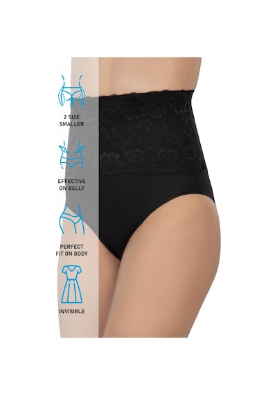 Siyah Mı Emay 2090 Önü Dantelli Yüksek Bel Slip Korse Siyah