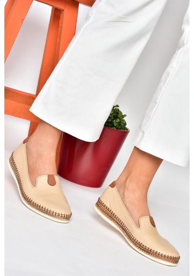 Fox Shoes P555000103 Ten Hakiki Deri Günlük Kadın Ayakkabı Ten
