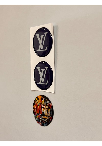 Lv Damla Sticker Etiket Kabartmalı 3d Silikon Direk Arması Louısvuıtton Yuvarlak 2adet 3,5x3,5cm Lacivert