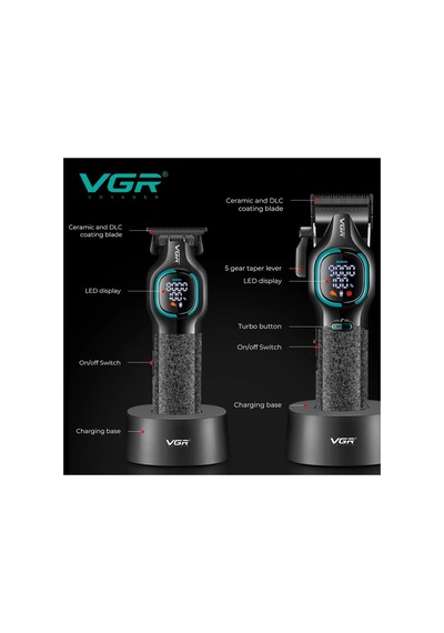 Tıraş Makinesi Seti V-886 S3 - Profesyonel 3'lü 9000 Rpm Dlc Seramik Bıçak - Pembe