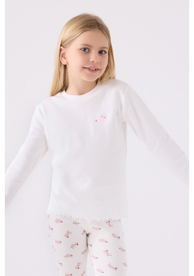 Rolypoly Kız Çocuk Beyaz Pijama Takımı Rp3458-c-v2 Beyaz