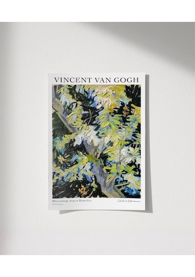 Çerçevesiz Poster Van Gogh Çiçek Açan Akasya Dalları