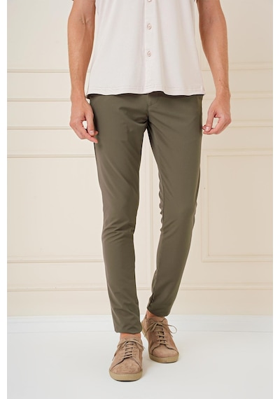 Efor Slim Fit Yan Cepli Düz Esnek Casual Haki Pantolon P 1144 Haki