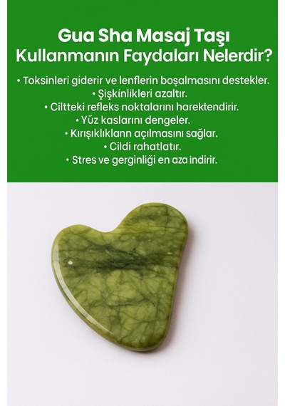 Yeşim Taşı Yeşil Gua Sha Yüz Masaj Taşı %100 Doğal Ve Gerçek Kadın