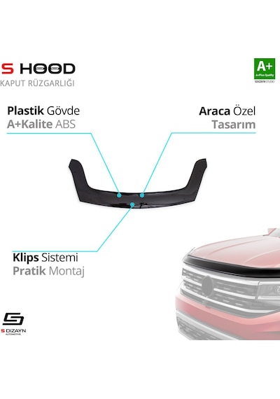 S-dizayn Peugeot Partner Abs Plastik Kaput Rüzgarlığı 2015-2018 A+kalite