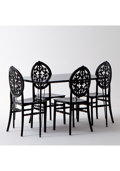 Nero Siyah Masa 75x110 Cm Venüs Siyah Sandalye Mutfak Masa Takımı