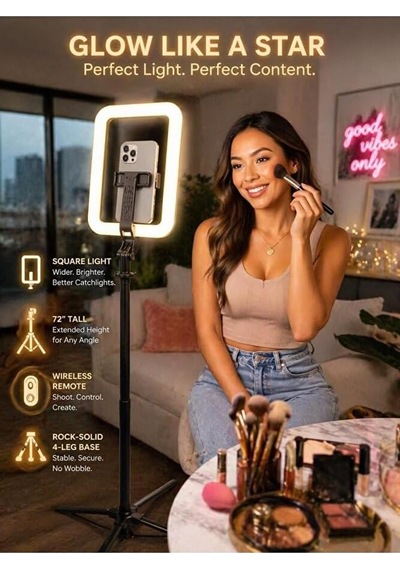 Bluetooth Kumandalı Şarjlı 8 İnç Led Ring Light Katlanabilir Selfie Çubuğu Ve Tripod 3 Renk Tonu 25-138cm Diğer